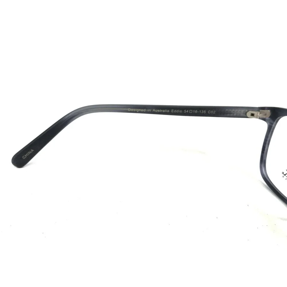 Iconik Eyeglasses Frames Eddie C02 Blue Gray Horn Square Full Rim 54-16-135